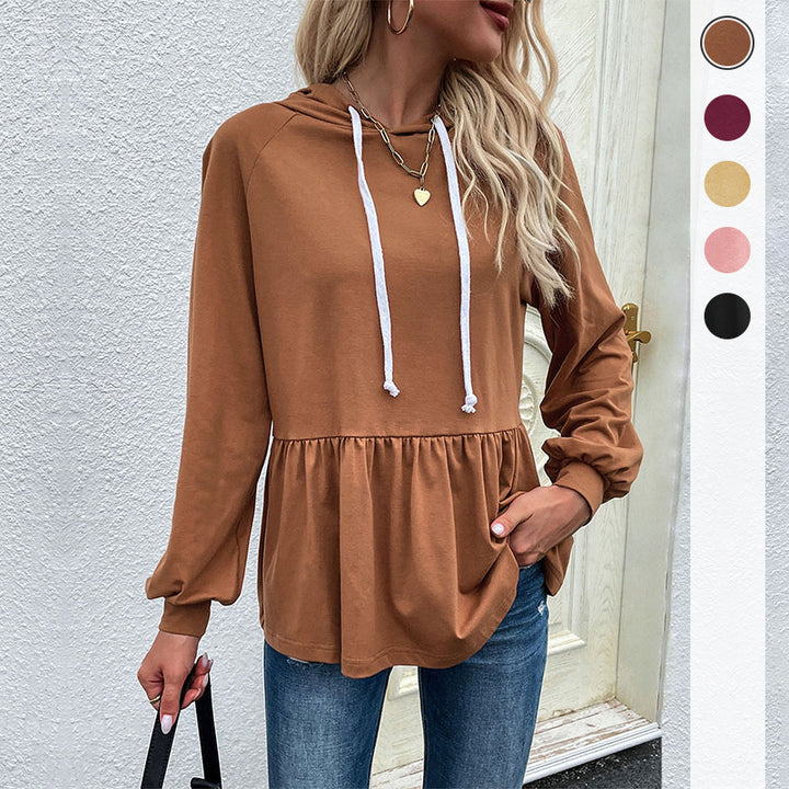 Damen Kapuzen-Sweatshirt mit geraffter Taillenstufe und Babydoll-Silhouette Drune