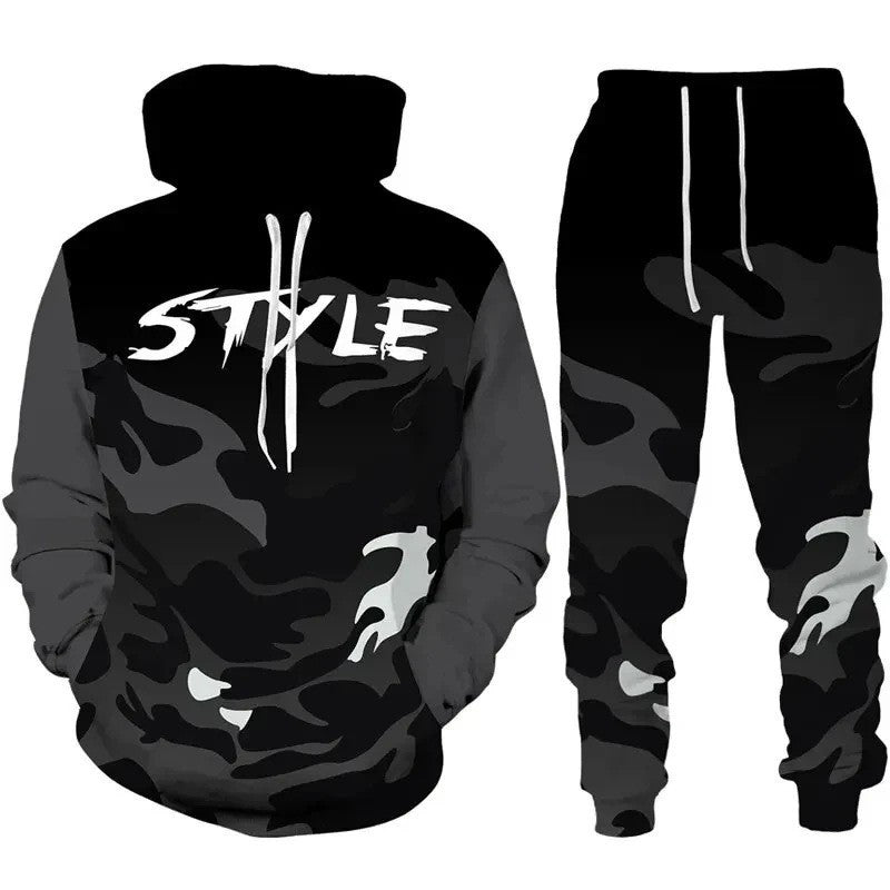 Herren Stylisches Kapuzensweatshirt und Jogginghose Set Drune