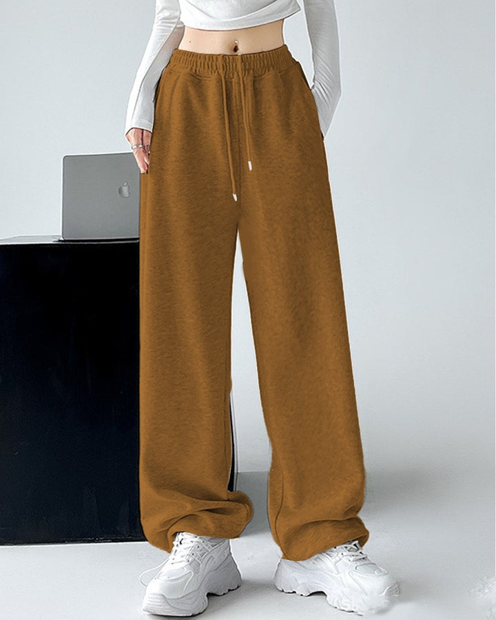 Damen nan extraweite Palazzo-Sweathose mit hohem Komfortbund, seitlichen Eingrifftaschen, Schlitz am Saum und Kordelzug Drune
