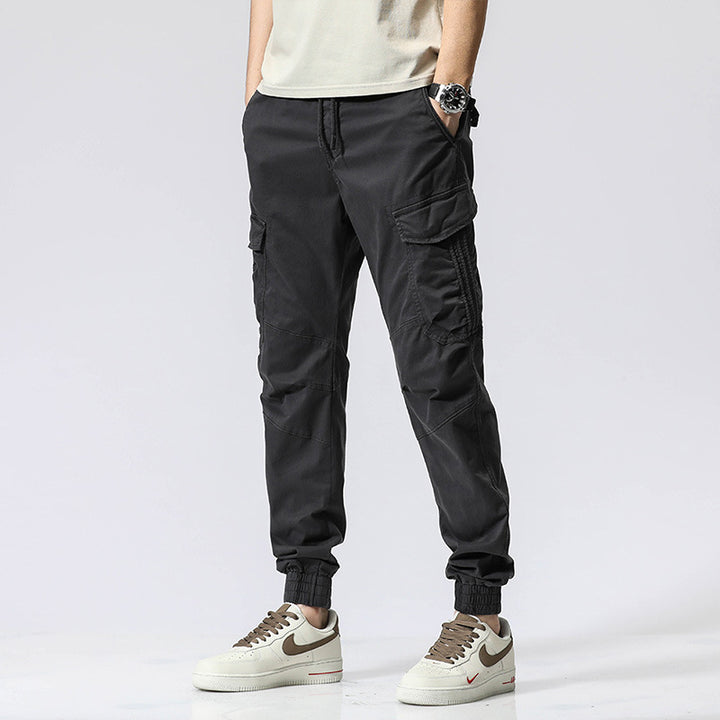 Herren Cargo-Joggerhose mit ergonomischen Kniepasse, elastischem Tunnelzugbund und großvolumigen Klappentaschen Drune