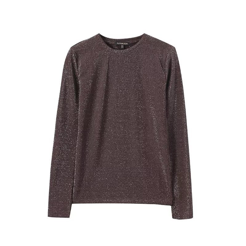 Damen Lurex-Feinstrick Longsleeve mit Rundhalsausschnitt und dezent schimmernder Oberfläche Drune