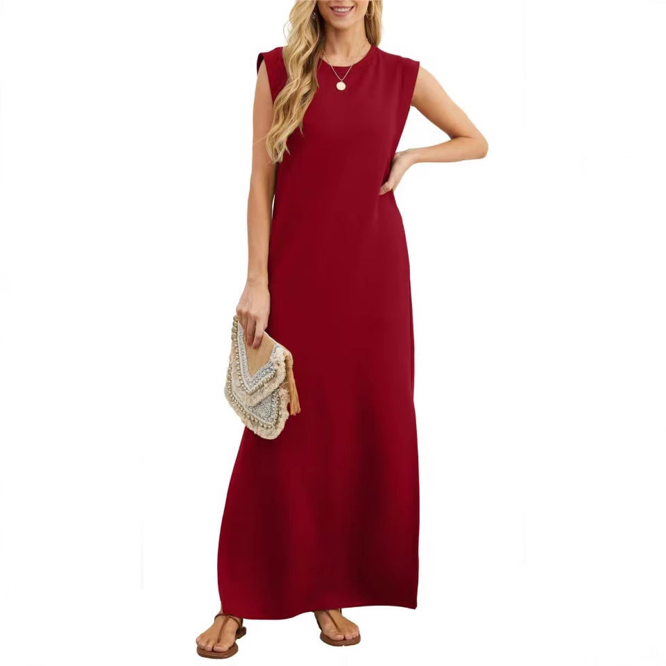 Damen komfortables Maxi-Kleid aus weichem Material mit schmalem Schnitt Drune