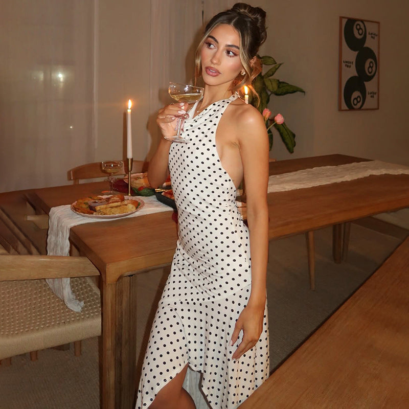Damen ärmelloses Polka-Dots Kleid Drune