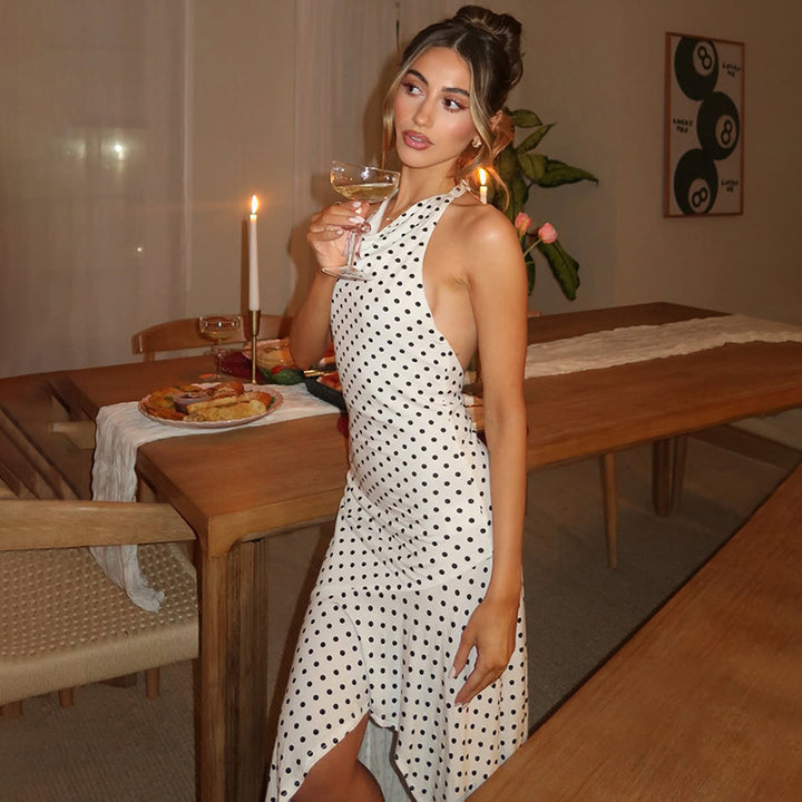 Damen ärmelloses Polka-Dots Kleid Drune