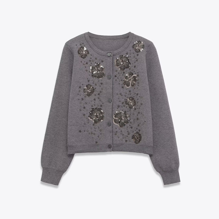 Damen Strickjacke mit glitzernden Blütendetails Drune