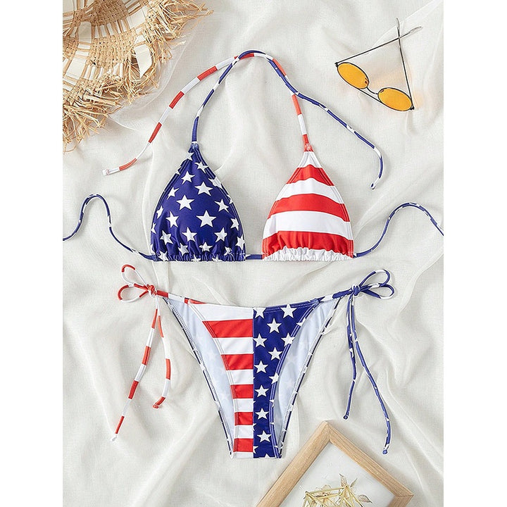 Damen Triangel-Bikini mit patriotischem Design Drune