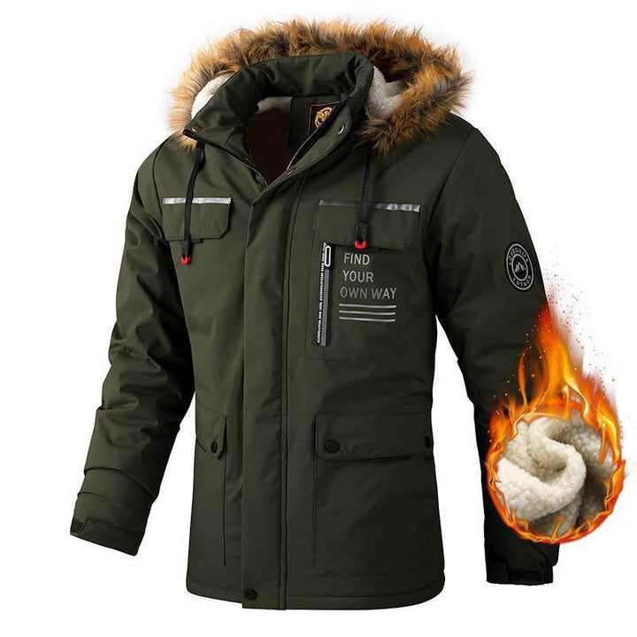 Herren nan urbaner Softshell-Parka mit Kapuze, verdecktem Zweiwege-Reißverschluss und Ärmeltasche Drune