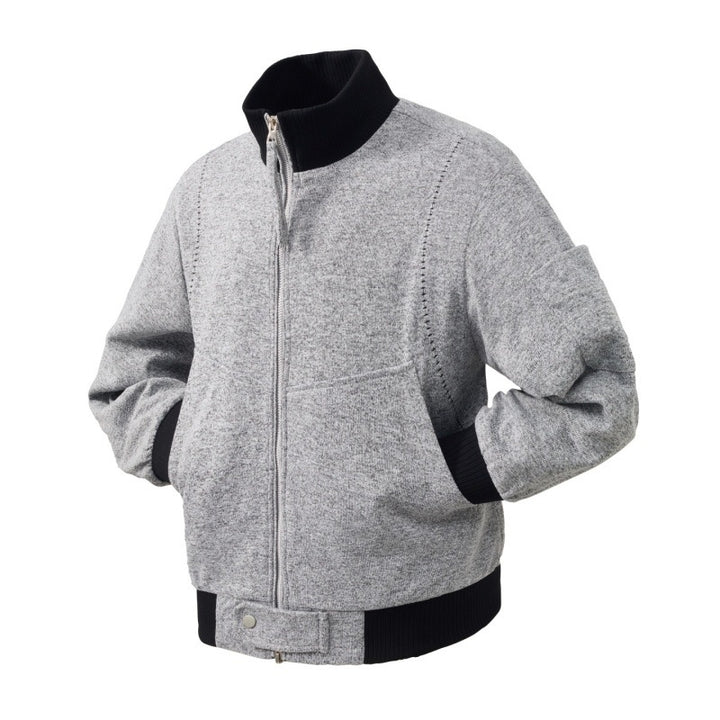 Herren Wollmix-Bomberjacke mit Stehkragen, Rippbündchen und Utility-Ärmeltasche Drune