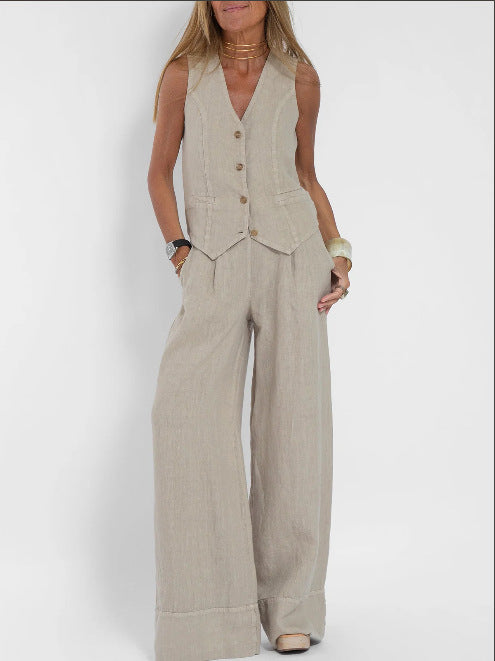 Damen Anzug mit weit geschnittenen Hosen und eleganter Weste Drune