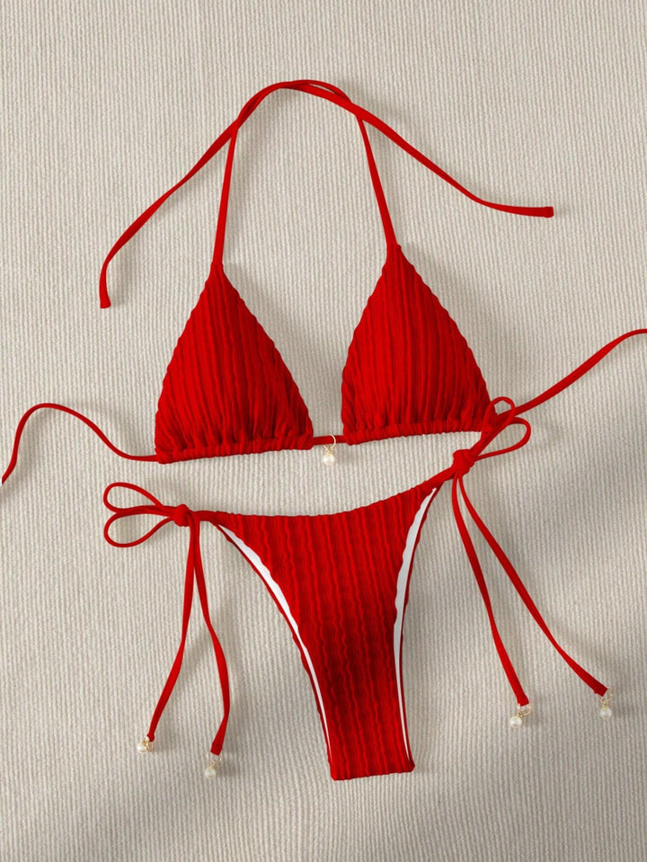 Damen Triangle-Bikini mit strukturiertem Design und verstellbaren Trägern Drune