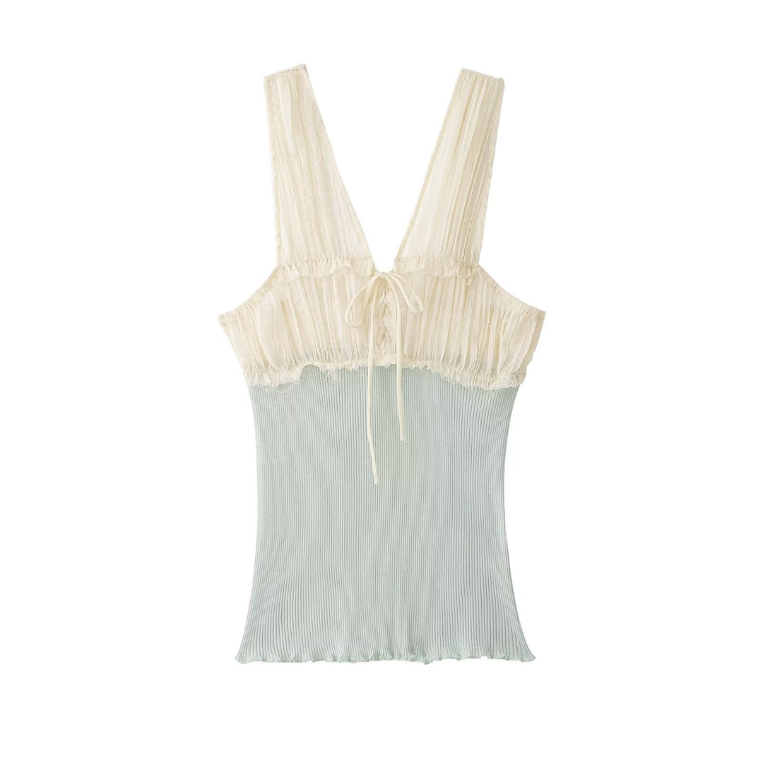 Damen Top mit raffinierten Rüschendetails und zartem Schnitt Drune