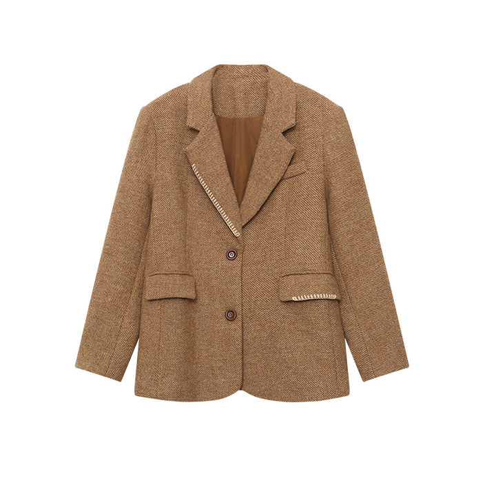 Damen eleganter Blazer mit strukturiertem Stoff und dekorativen Details Drune