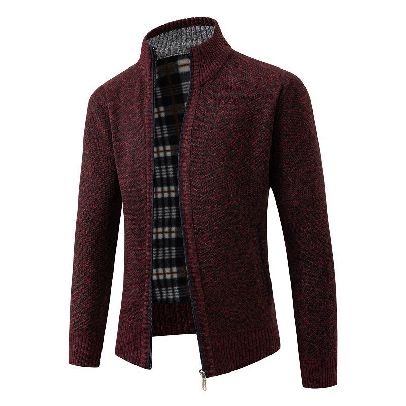 Herren elegante Strickjacke mit hohem Kragen und praktischem Reißverschluss Drune