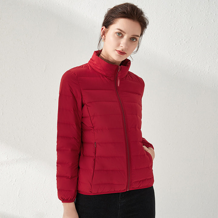 Damen Leichte gesteppte Kurzjacke mit Stehkragen und tailliertem Schnitt Drune