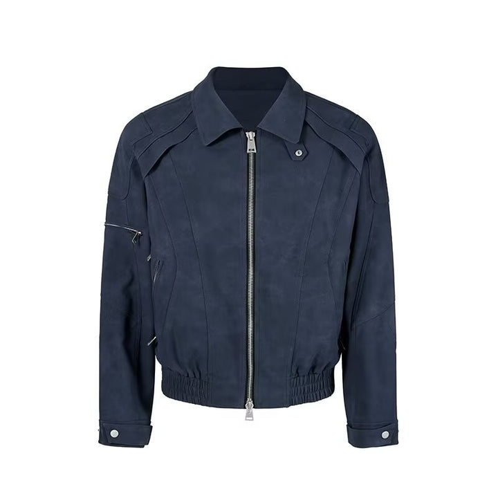 Herren Kurzjacke aus Veloursleder-Optik mit Reißverschluss und elastischem Saum Drune