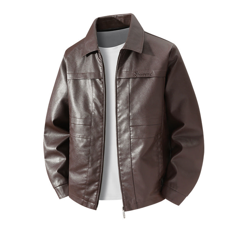 Herren Hochwertige Kunstlederjacke mit klassischem Schnitt Drune