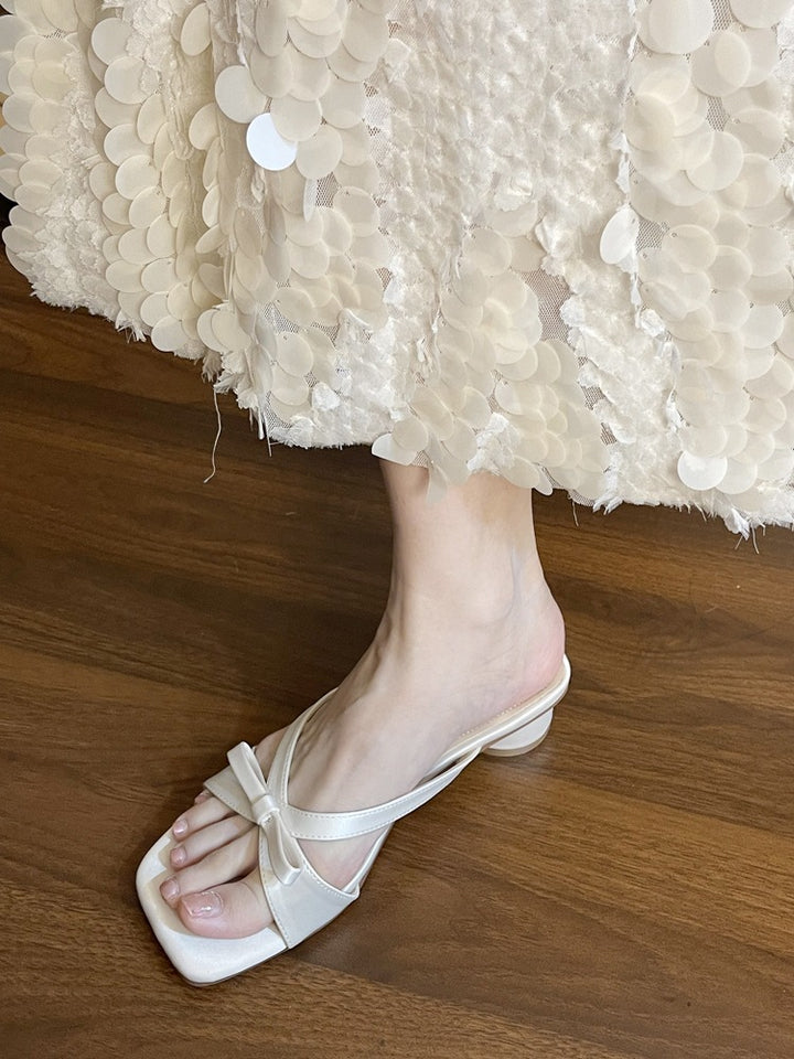 Damen Mules mit elegantem Schleifen-Design und komfortablem Blockabsatz Drune