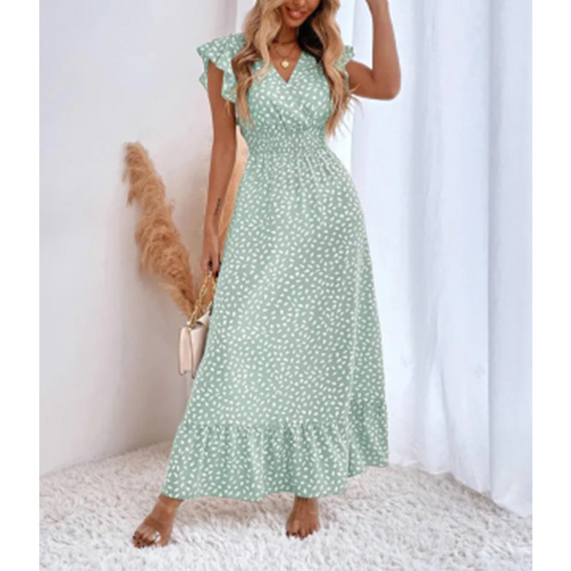 Damen Maxikleid mit fließendem Schnitt und voluminösen Ärmeln Drune