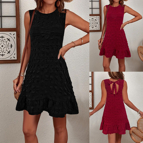 Damen ärmelloses Sommerkleid mit Rüschendetails Drune