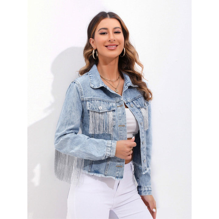 Damen Denimjacke mit Fransen Drune