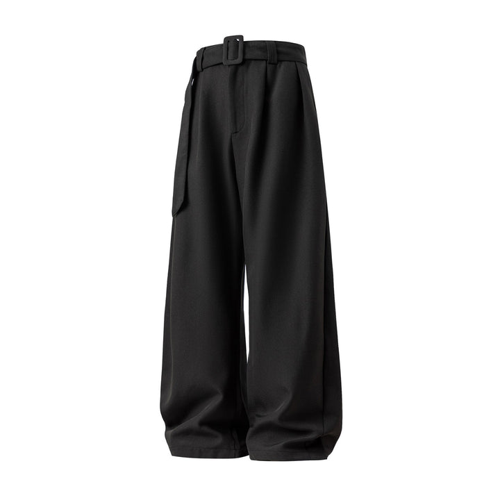 Damen Weite High-Waist Palazzo-Hose mit Bundfalten und Bindegürtel Drune