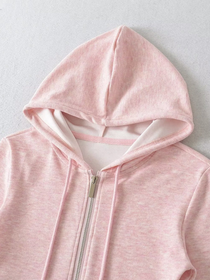 Damen Crop-Hoodie mit praktischem Reißverschluss und sportlichem Design Drune