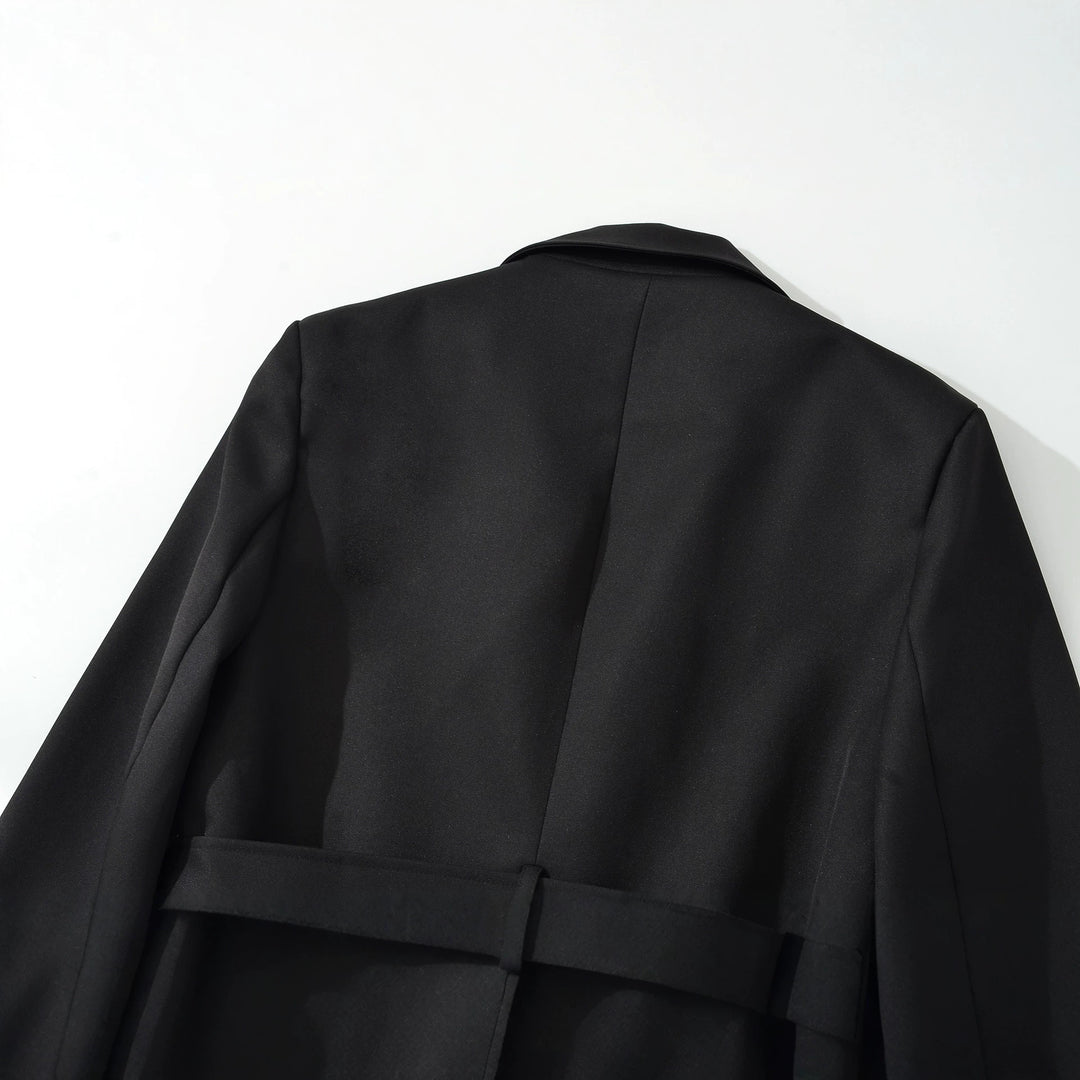 Damen Kurzblazer mit Taillengürtel und Reverskragen Drune