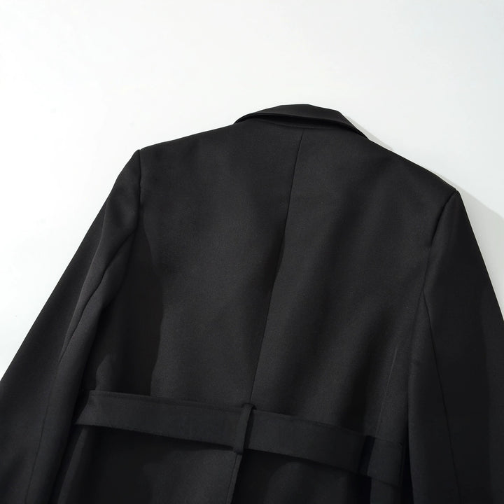 Damen Kurzblazer mit Taillengürtel und Reverskragen Drune