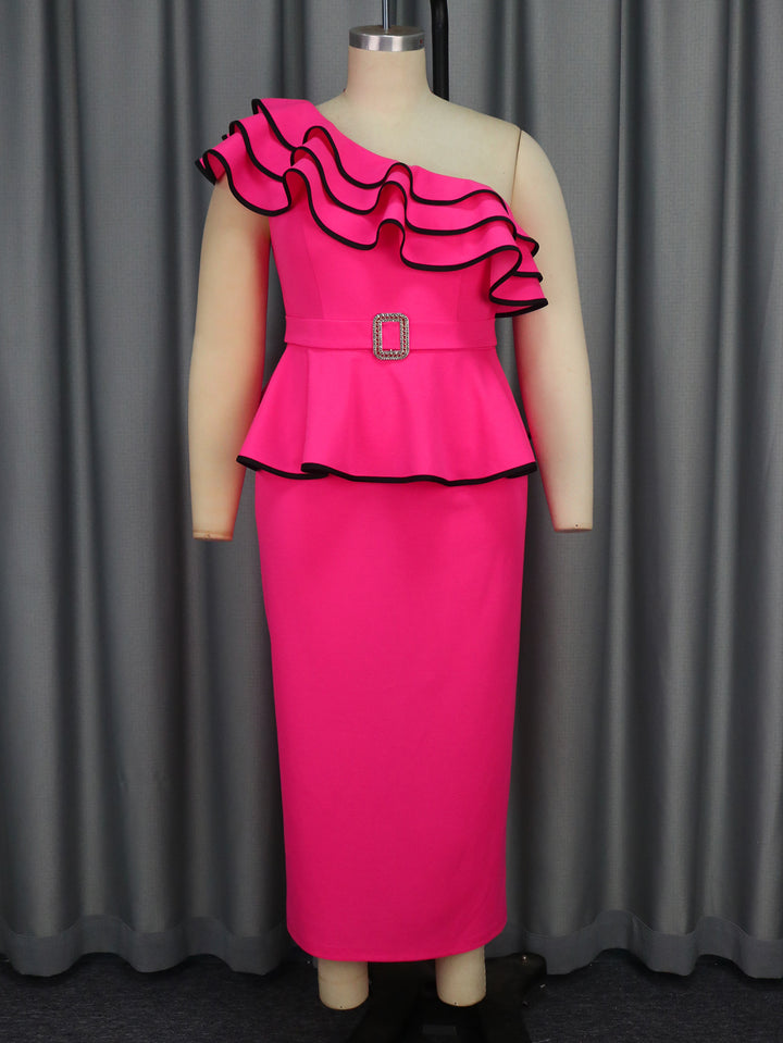 Damen Elegantes Wickelkleid mit Rüschen und transparentem Oberteil Drune