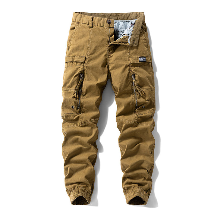 Herren Strapazierfähige Canvas-Cargohose im taktischen Look mit Kniepaneelen, Mehrfachtaschen und elastischem Knöchelabschluss Drune