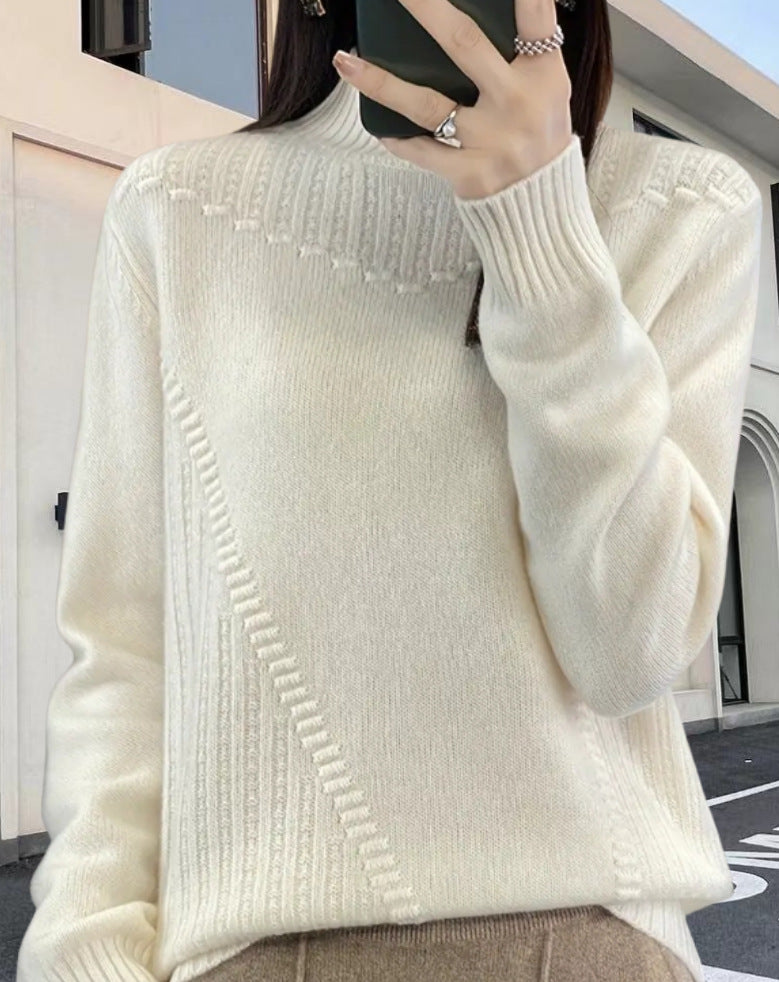 Damen Strickpullover mit elegantem Stehkragen und strukturiertem Design Drune