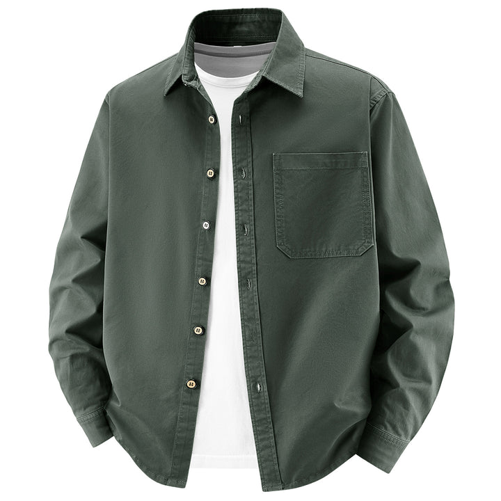 Herren lockere Overshirt-Jacke aus Baumwollmix mit Brusttasche und durchgehender Knopfleiste Drune
