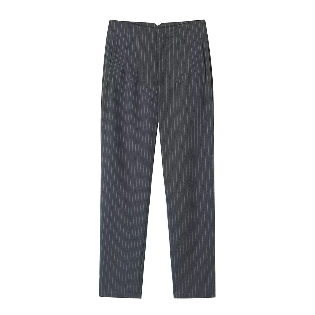 Damen Hochtaillierte tapered Anzughose mit Bügelfalte und Paspeltaschen Drune