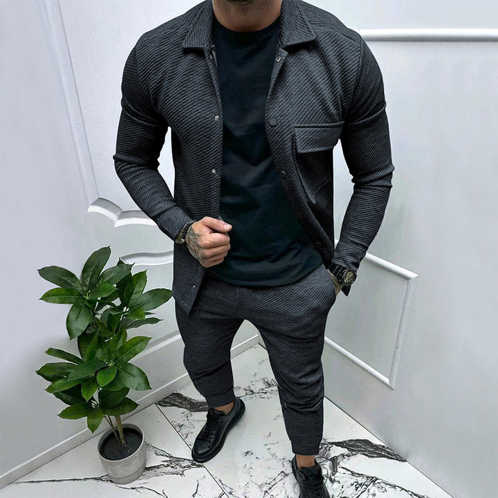 Herren elegantes Freizeitanzug mit modischem Streifenmuster Drune