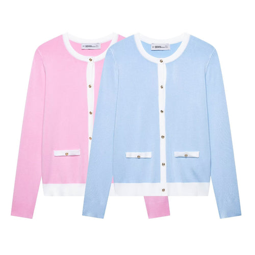 Damen elegante Strickjacke mit dekorativen Knöpfen und Taschen Drune