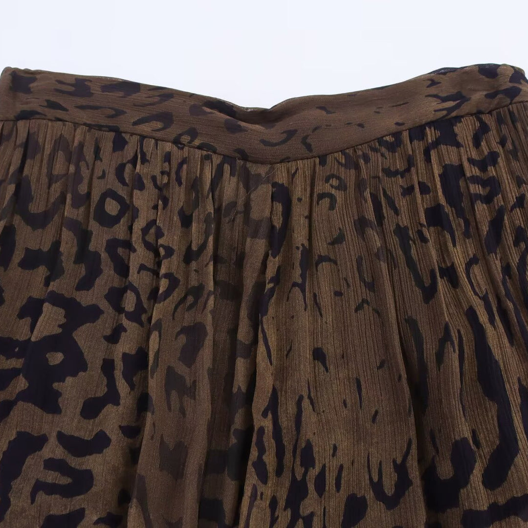 Damen 400+ plissierte weite Palazzo‑Hose mit Animalprint und elastischem Saum Drune