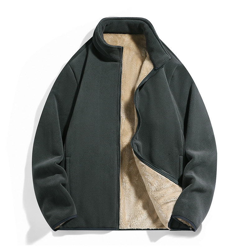 Herren Thermo-Fleecejacke mit weichem Sherpa-Innenfutter und Stehkragen Drune