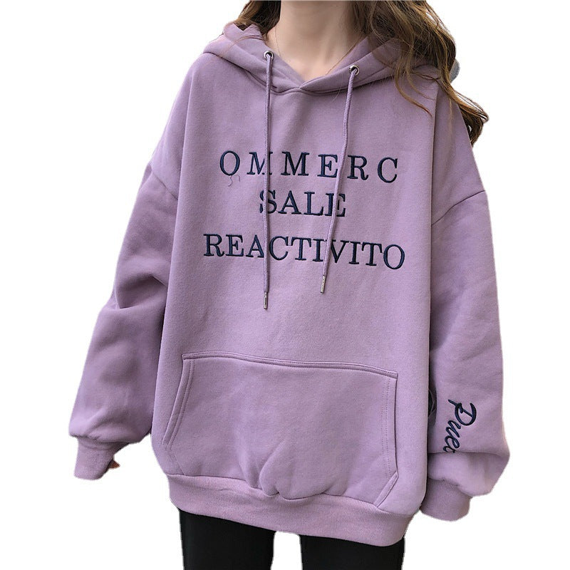 Damen Hoodies mit großem Logo und praktischer Kängurutaschen Design Drune