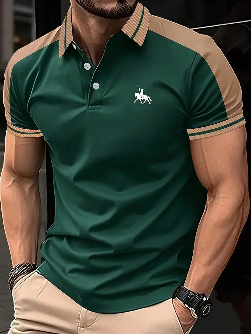 Herren Stilvolles Kontrastkragen Performance Polo Drune