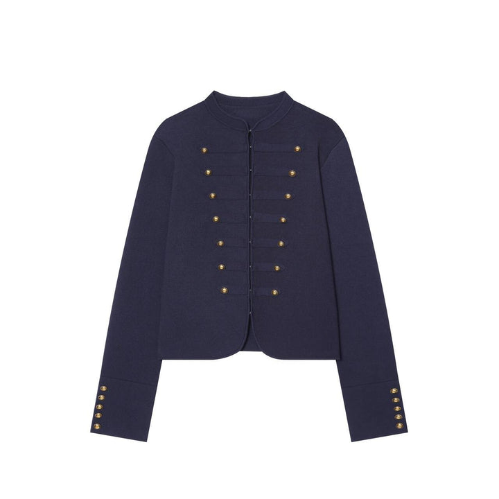 Damen nan militärinspirierte Kurzjacke mit Stehkragen und dekorativer Zierknopfleiste Drune