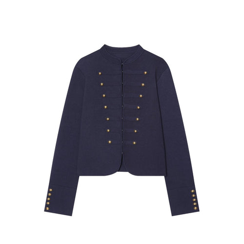 Damen nan militärinspirierte Kurzjacke mit Stehkragen und dekorativer Zierknopfleiste Drune