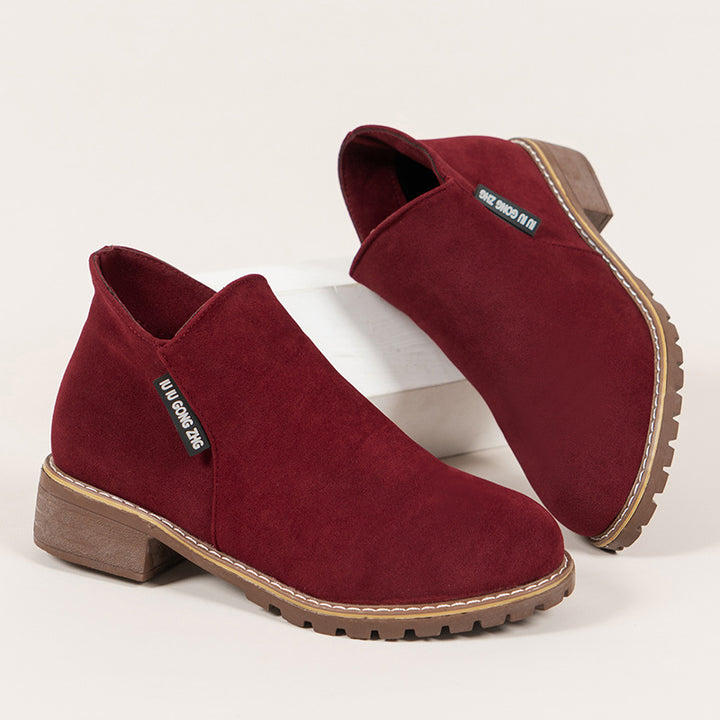 Damen nan elegante Chelsea-Ankleboot aus Veloursoptik mit seitlichem Reißverschluss und profilstarker Laufsohle Drune