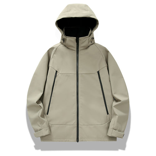 Herren Softshell-Outdoorjacke mit Kapuze wind- und wasserabweisend Drune