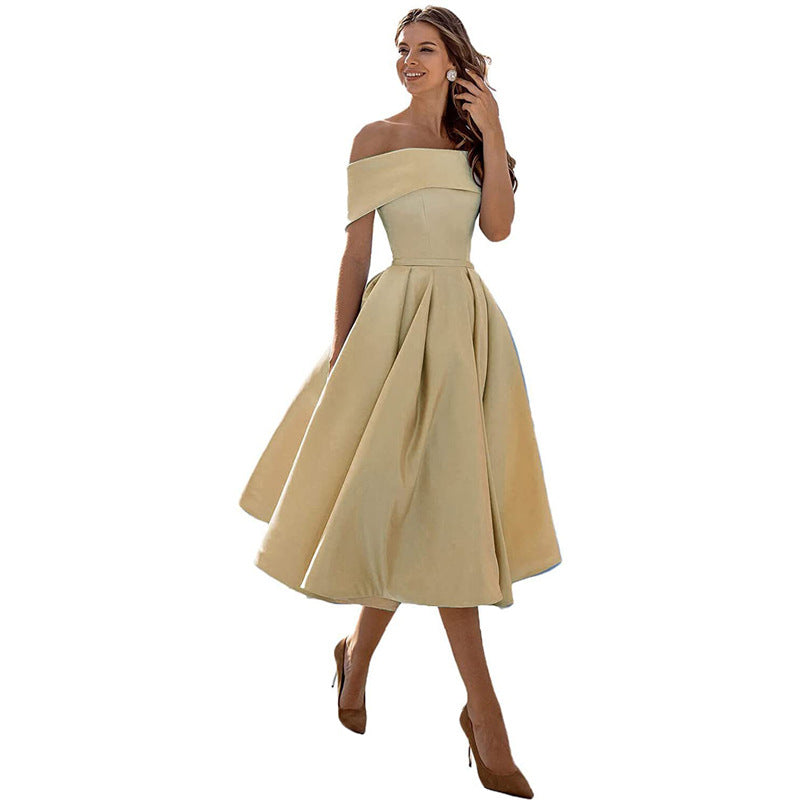 Drune | Vielseitiges Trägerloses Satin-Kleid Für Partys