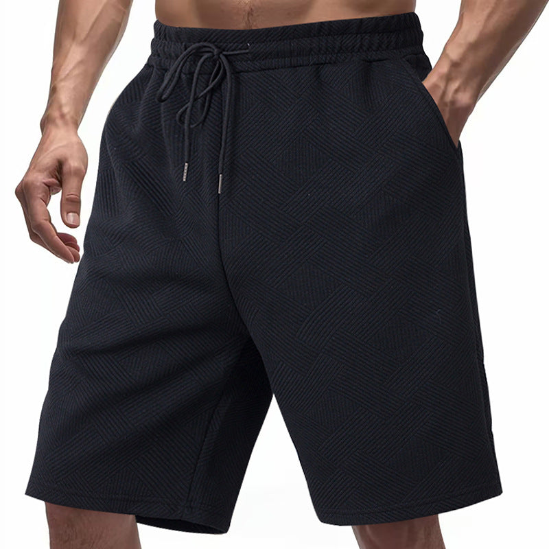 Herren nan knielange Textur-Badeshort mit elastischem Kordelbund und seitlichen Eingrifftaschen Drune