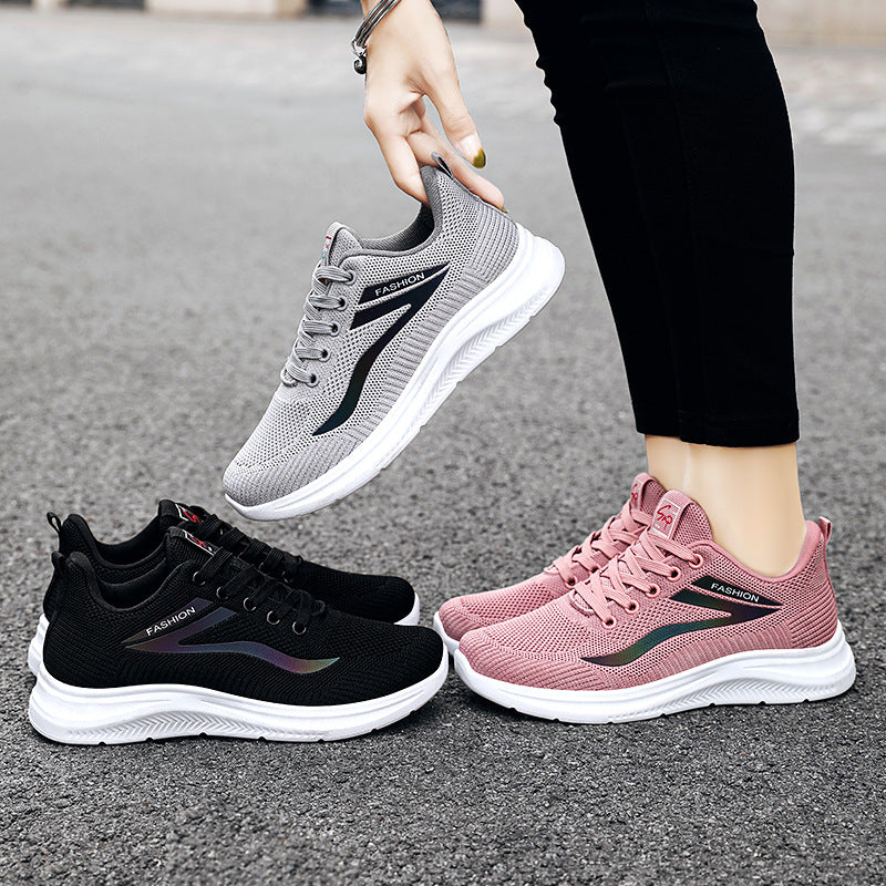 Damen nan ultraleichter Strick-Fitness-Sneaker mit nahtlosem Atmungsnetz, stoßdämpfender EVA-Wabenlaufsohle und verstärkter Zehenkappe Drune