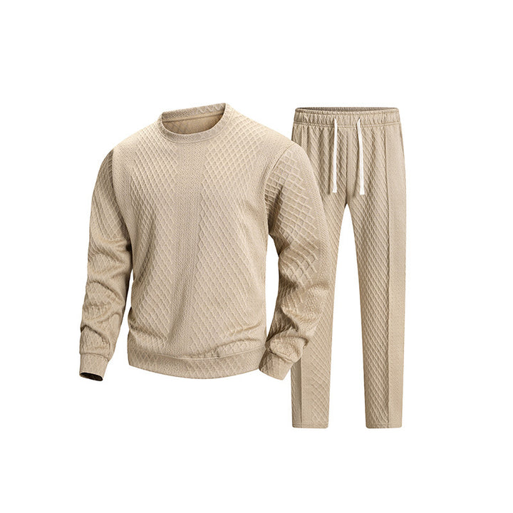 Herren Gesteppter Lounge‑Set mit Rautenstruktur, Rundhals‑Sweatshirt & Kordelbundhose Drune