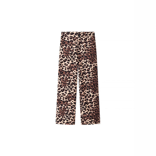 Damen Weite High‑Waist Palazzo‑Hose mit Leopardenmuster und fließendem Fall Drune