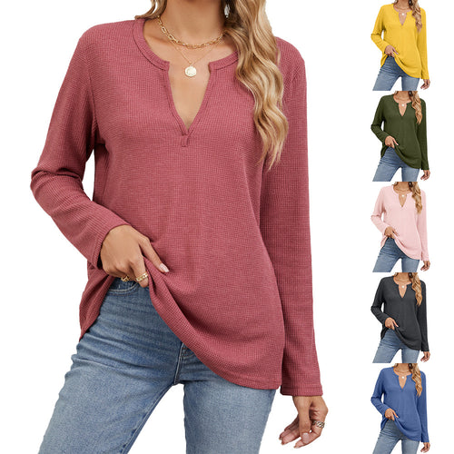 Damen lässiges Waffelstrickoberteil Drune