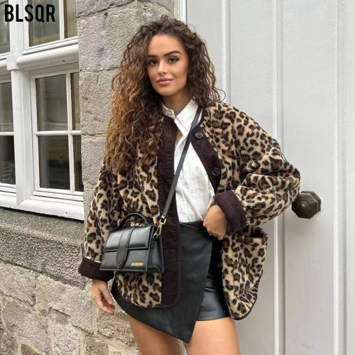 Damen Leo-Muster Plüschjacke Drune